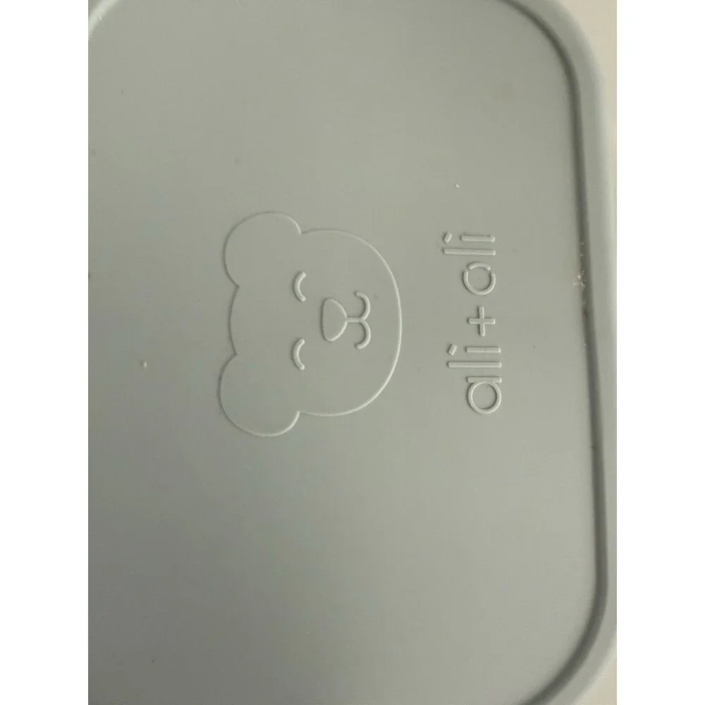 ✿ Ali+Oli Silicone Kids Bento Lunch Box Set Sage Green Bear Toddler Cute